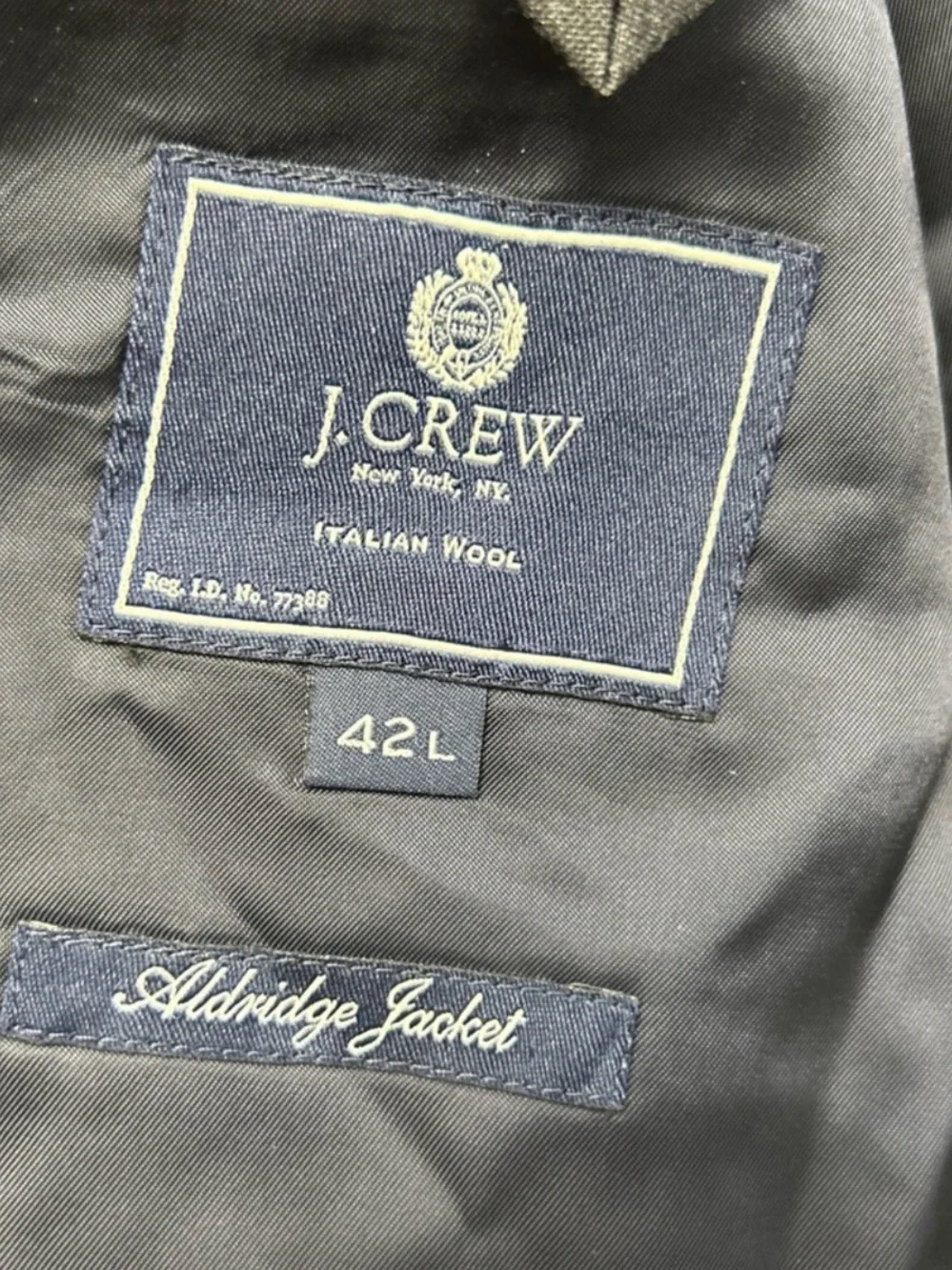 J Crew Jacket Mens 42L Gray 3 Button Aldridge Loro Piana Super 120s Wool Blazer